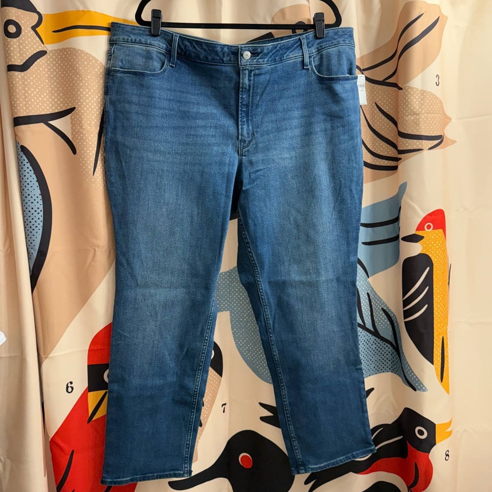High Rise Straight Leg Blue Jeans